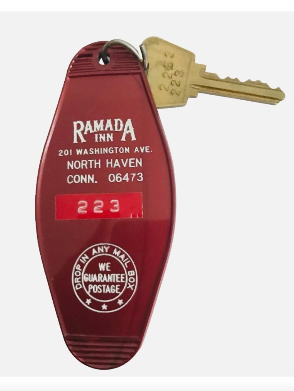 Vintage Ramada Inn North Haven CT #223 Hotel Key & Fob Original